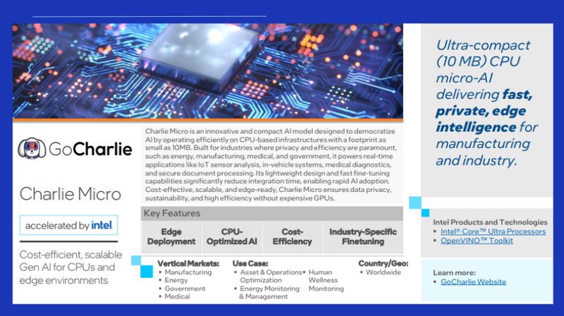 GoCharlie and Intel partnership accelerating Charlie Micro LLM with OpenVINO